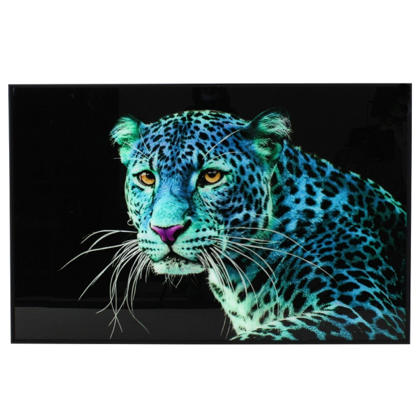 Wandbild Blue Leopard, LxH: 120x80cm